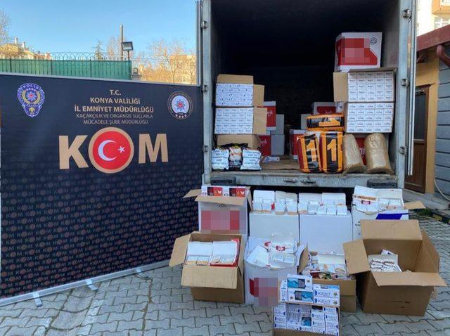 Konya’da kaçak tütün ve makaron operasyonu