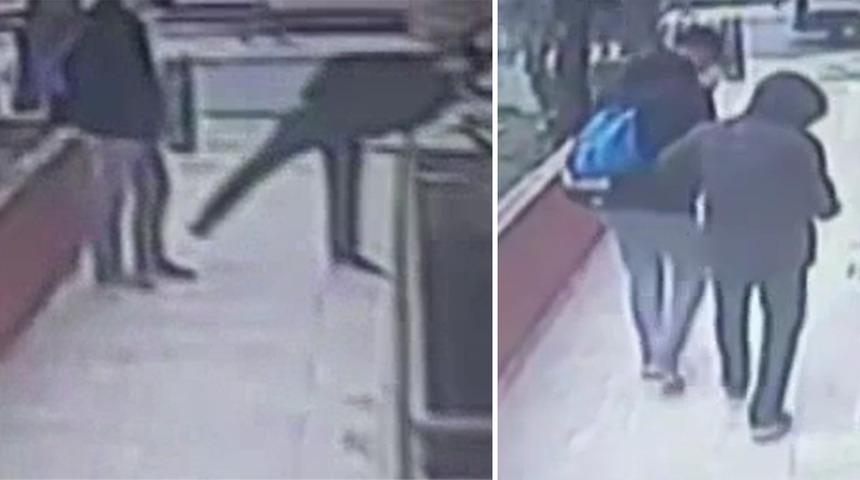 Güvenlik kamerasını gören hırsızlar binaya geri geri girdi