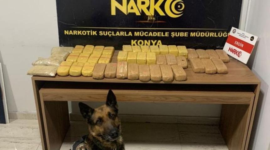 Konya’da polisin operasyonunda 23 kilo eroin ele geçirildi