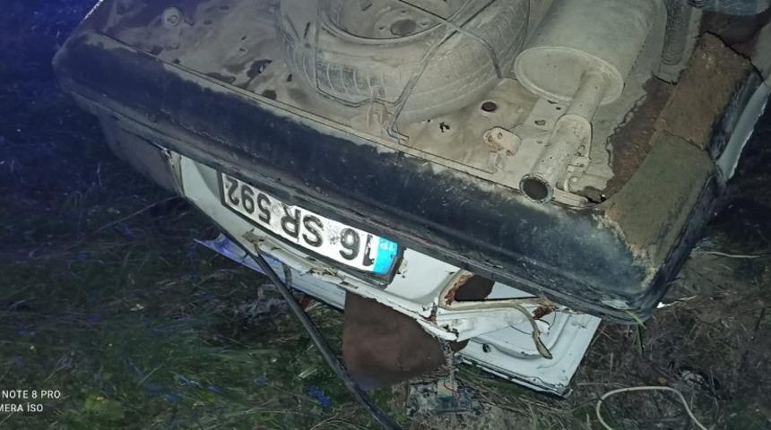 Takla atan araçtan itfaiye çıkardı