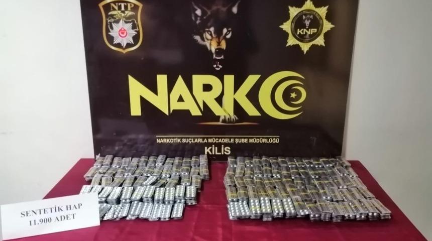 Kilis&rsquo;te 11 bin 937 adet uyuşturucu hap yakalandı
