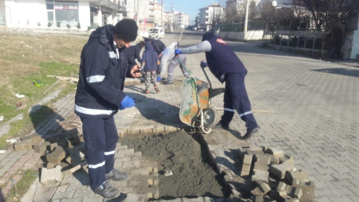 Ergene&rsquo;de yol ve kaldırım &ccedil;alışmaları devam ediyor