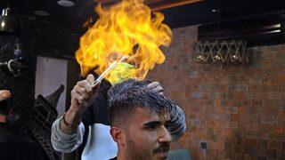 Antalya'da ateşle yapılan sıra dışı tıraş