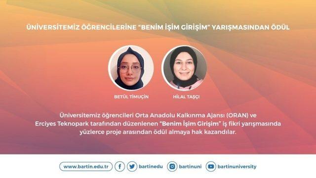 Bartın Üniversitesi öğrencilerine “Benim İşim Girişim” yarışmasından ödül