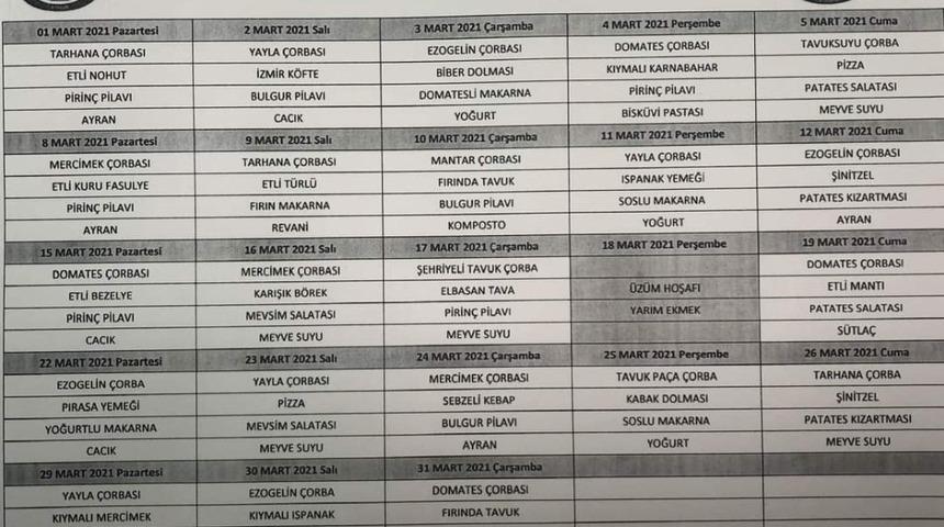O okulun menüsü ekmek ve üzüm hoşafı oldu