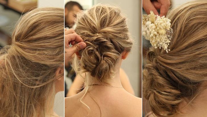 Hem d&uuml;ğ&uuml;ne hem ofise gidecek basit topuz yaptık!