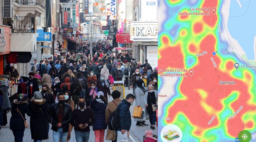 Samsun'da risk haritası 2 ay sonra yeniden kırmızıya döndü