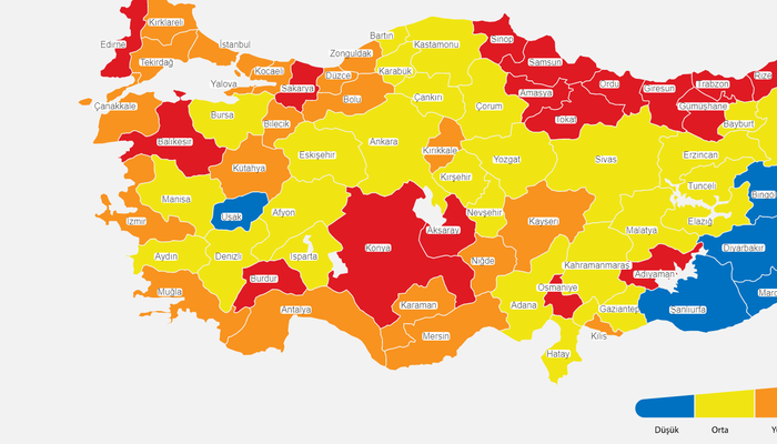 Türkiye koronavirüs haritası! Düşük, orta, yüksek ve çok yüksek riskli iller hangileri?