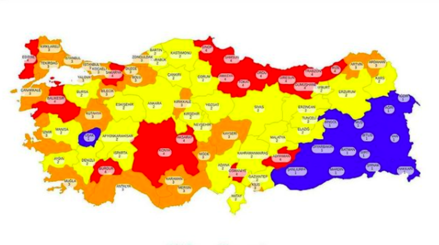 İl il düşük, orta, yüksek ve çok yüksek riskli iller listesi! Riskli ve az riskli iller belli oldu!