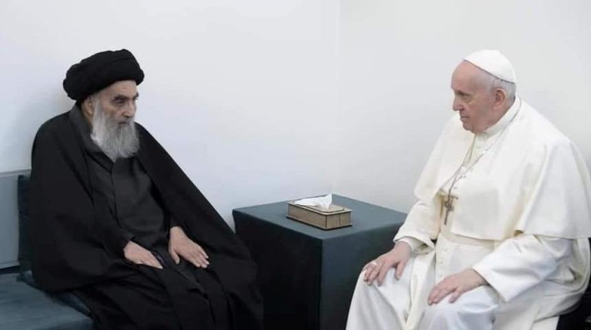 Papa Francesco, Irak'ta Şii lider Ayetullah El Sistani ile g&ouml;r&uuml;şt&uuml;