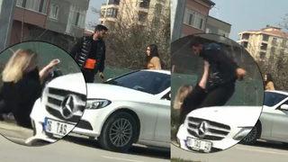 Bu görüntüler Kadınlar Günü'nde kaydedildi: Genç kadını darp edip saçlarından sürükledi! 