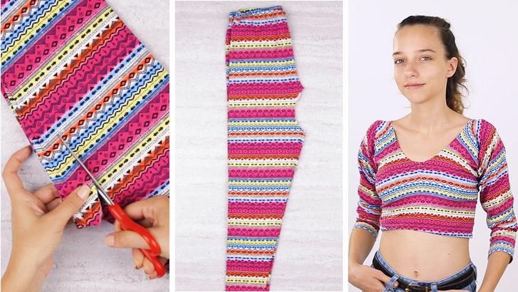 Tayttan g&ouml;beği a&ccedil;ık bluz yaptık!