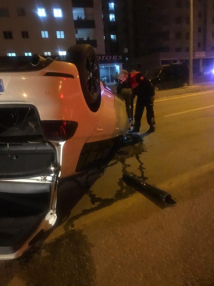 Aracıyla takla atan sürücü kazayı küçük sıyrıklarla atlattı G2