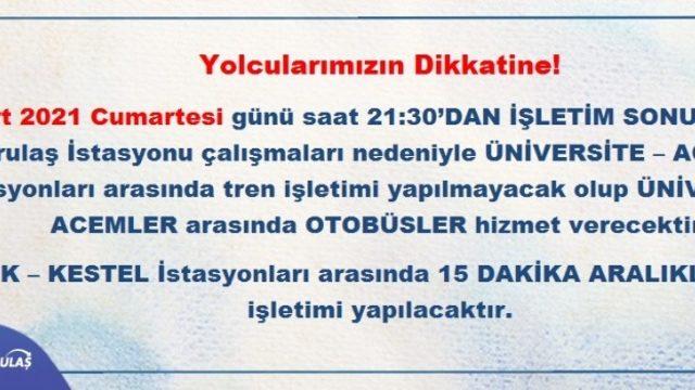 Hafta sonu Bursaray seferleri hakkında duyuru