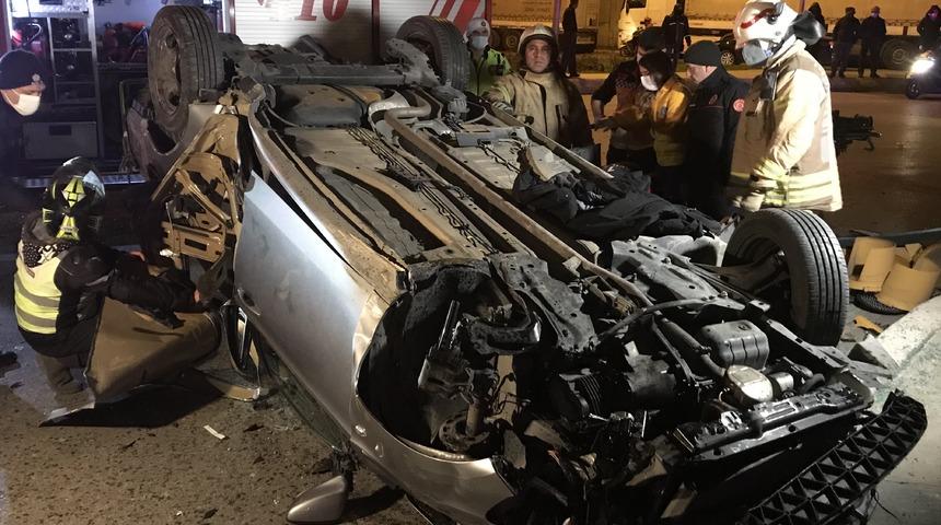 Ataşehir’de otomobil takla attı: Sürücü ağır yaralandı