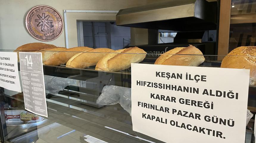Vaka sayısı artan Keşan&rsquo;da, pazar g&uuml;nleri ekmek &ccedil;ıkmayacak