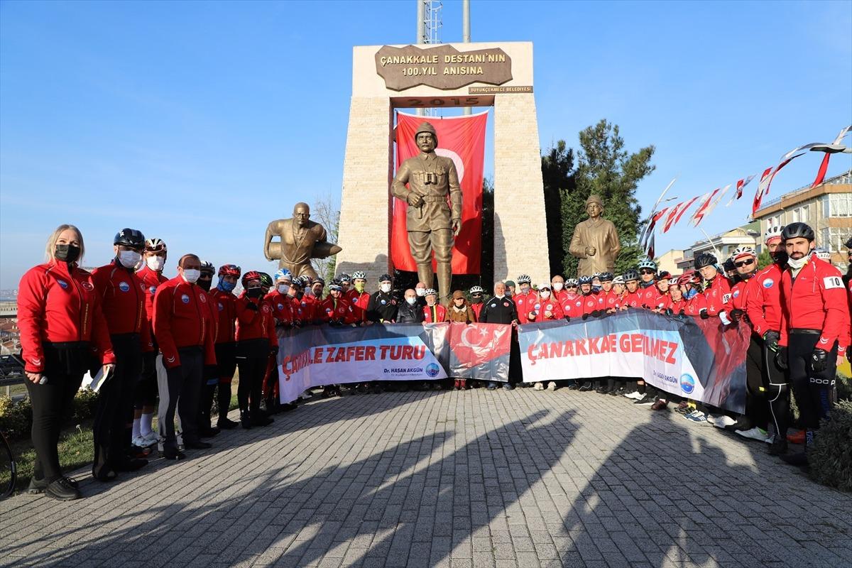 &Ccedil;anakkale şehitleri anısına B&uuml;y&uuml;k&ccedil;ekmece'den yola &ccedil;ıkan 40 bisikletli Gelibolu'ya ulaştı