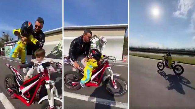 Kenan Sofuoğlu, 2 yaşındaki oğlu Zayn Sofuoğlu'nun motosiklet kullandığı anları sosyal medyadan paylaştı