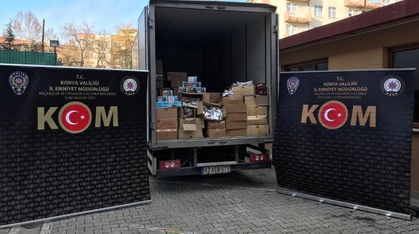 Konya&rsquo;da 2 ton 713 kilo ka&ccedil;ak nargile t&uuml;t&uuml;n&uuml; ele ge&ccedil;irildi