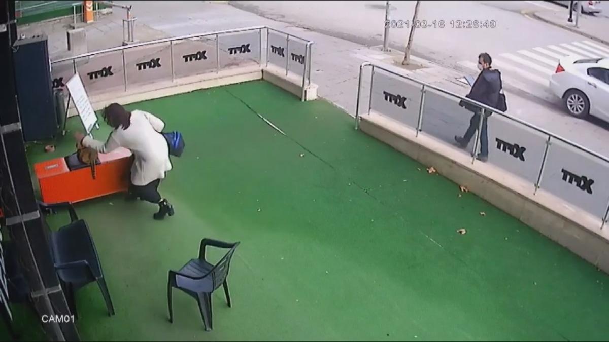 Başkent&rsquo;te bir kadın hamile kediye &ouml;nce vurdu sonra da elindeki &ccedil;antayı fırlattı