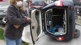 Bağdat Caddesi'nde kaza! Lüks cip yan yattı, sürücü şoka girdi