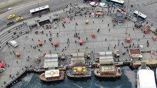Eminönü ve çevresindeki yoğunluk havadan görüntülendi