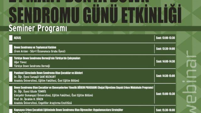 21 Mart “Dünya Down Sendromu Farkındalık Günü” çevrim içi ortamda gerçekleşecek