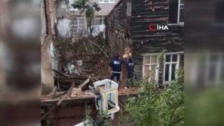 Yağmur nedeniyle Beşiktaş’ta duvar çöktü