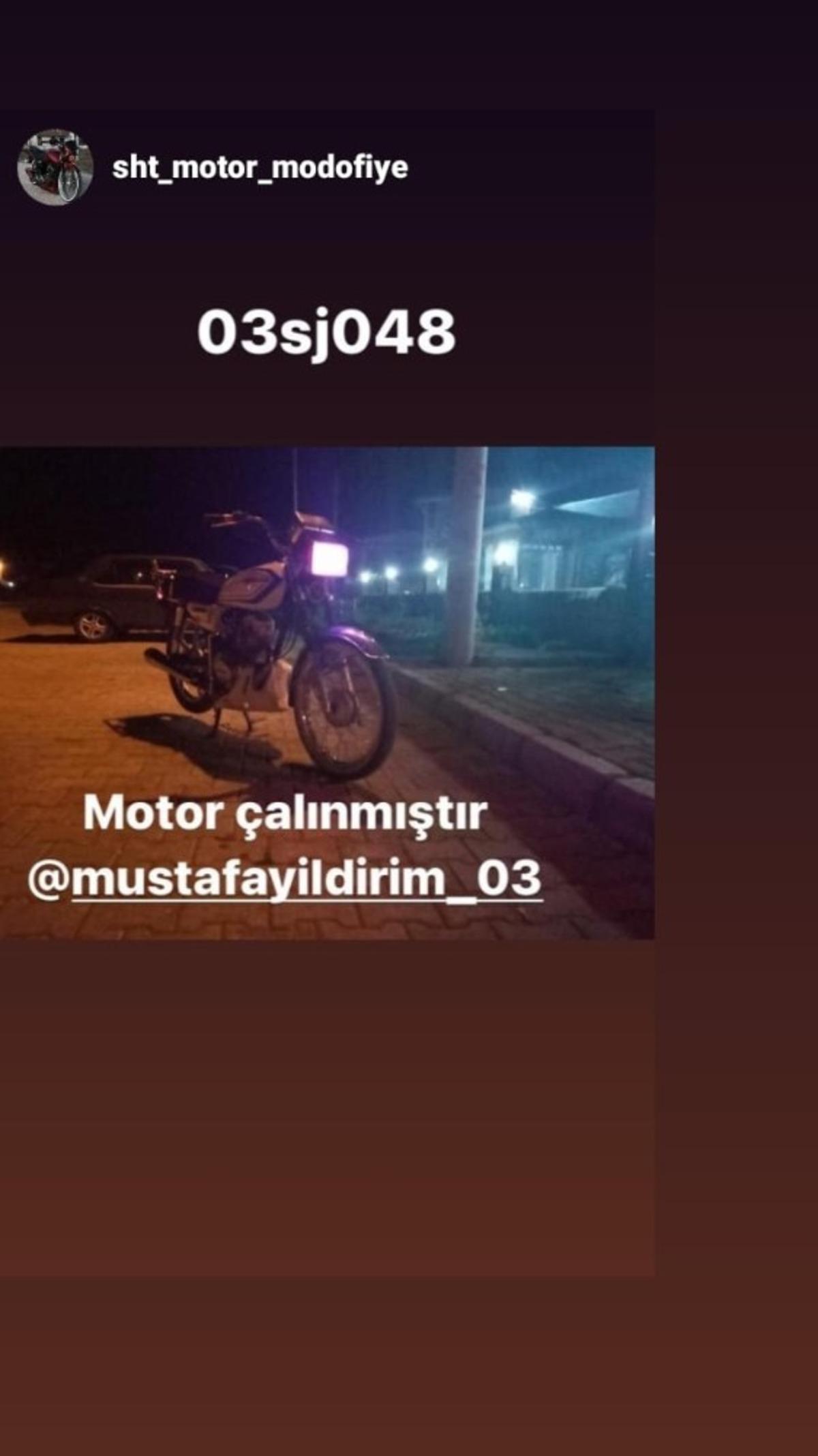 &Ccedil;alınan motosikletini sosyal medyadan aramaya başladı