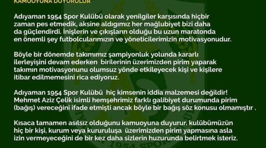 Adıyaman 1954 Spor&rsquo;da prim &ccedil;ıkmazı