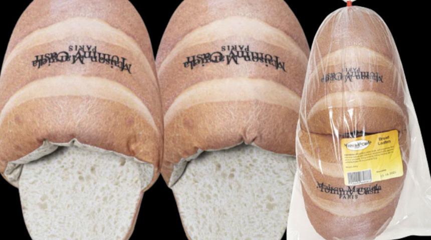 Lüks moda evinden ekmek şeklinde terlik tasarımı! Marketteki gibi poşete koydular