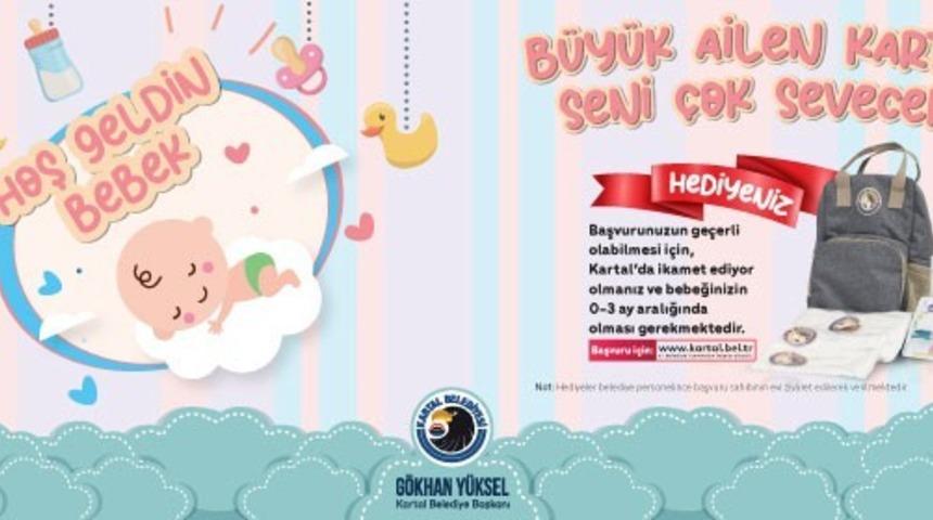 B&uuml;y&uuml;k Kartal ailesine katılan yeni bebeklere ilk hediyeleri belediyeden