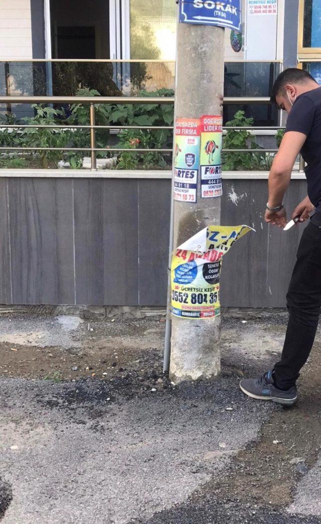 Edremit Belediyesi izinsiz tabelaları kaldırdı