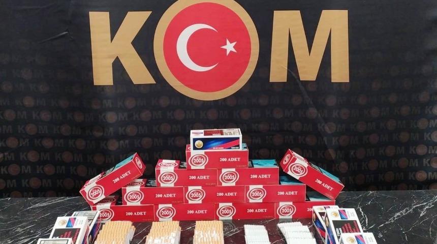 K&uuml;tahya&rsquo;da bir iş yerinde 4 bin 100 adet makaron ele ge&ccedil;irildi