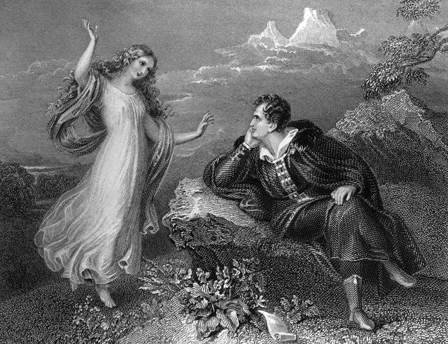 Ünlü İngiliz romantik şair Lord Byron ve esin perisi