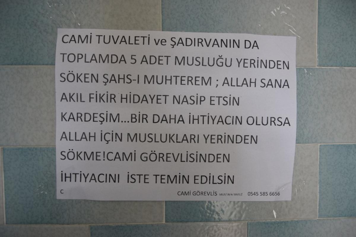 Muslukları &ccedil;alan hırsızlara imamdan sitem dolu not: "Allah i&ccedil;in muslukları yerinden s&ouml;kme, ihtiyacın varsa karşılayalım"