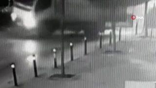 Bir anda kontrolden çıktı! İşte kamyonetin devrilme anı