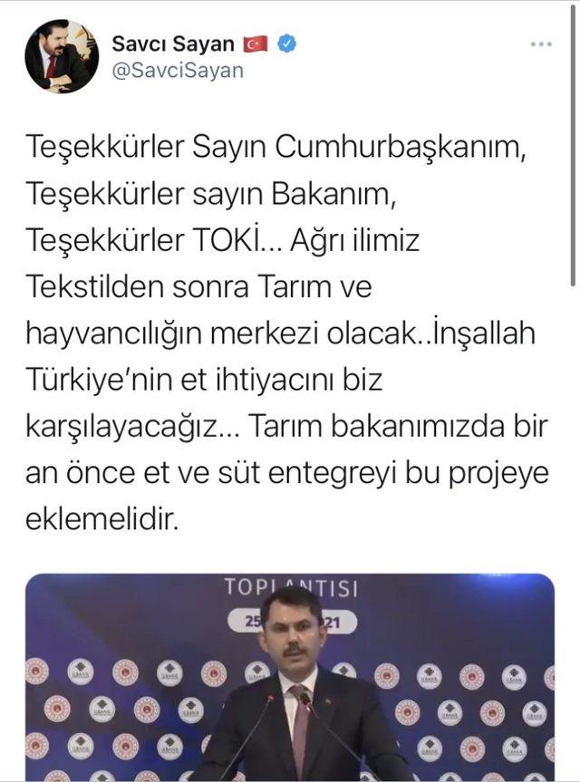 Başkan Sayan: “Ağrı tarım ve hayvancılığın merkezi olacak”