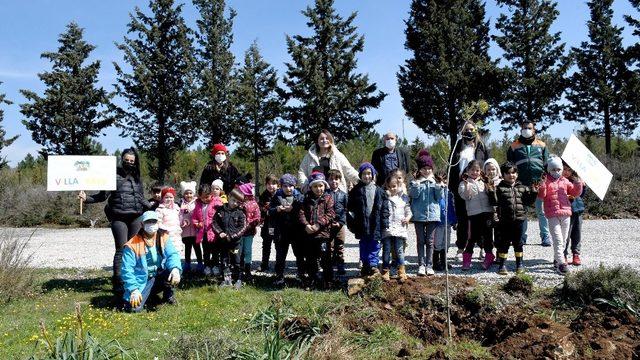 Minik eller fidanları toprakla buluşturdu