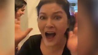 Kutlamalara devam eden Nurgül Yeşilçay, hediyeyi görünce çığlık çığlığa kaldı