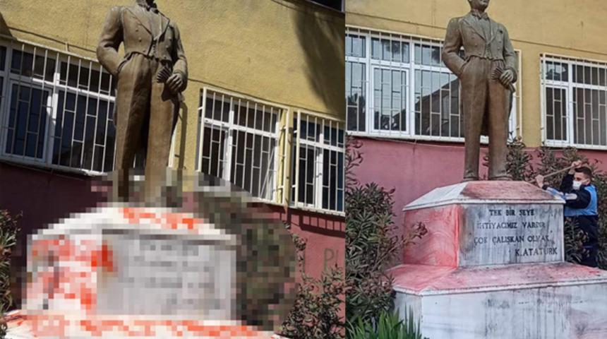 Tekirdağ'da Atatürk heykeline çirkin saldırı