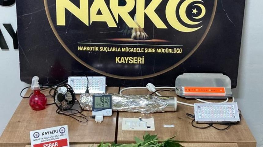 Evine kurduğu &ouml;zel d&uuml;zenek ile Hint keneviri yetiştiren şahıs g&ouml;zaltına alındı