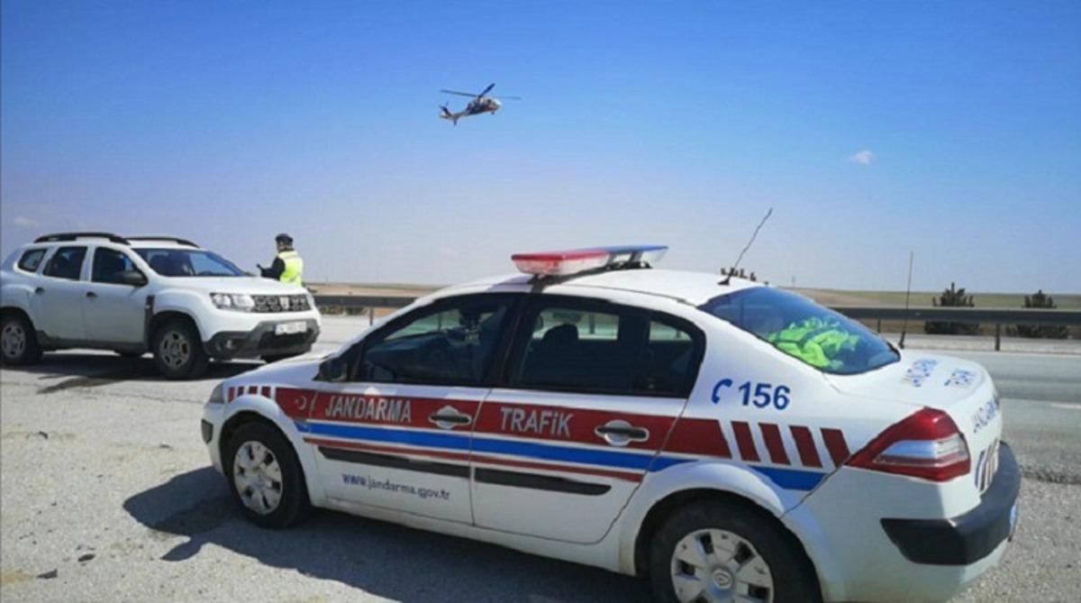 Jandarmadan helikopter destekli trafik denetimi