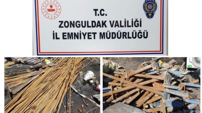 T&uuml;nel inşaatından 80 adet demir kalıp tutucu ve yaklaşık 4 ton demir &ccedil;alan 3 şahıs yakalandı