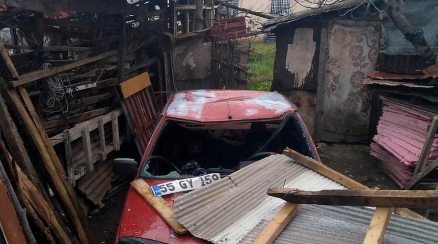 Samsun&rsquo;da otomobil barakanın &uuml;zerine u&ccedil;tu: 1 yaralı