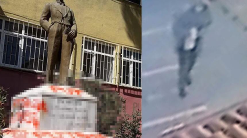 Tekirdağ'da Atat&uuml;rk heykeline &ccedil;irkin saldırı! Zanlının pişkin s&ouml;zleri &ccedil;ileden &ccedil;ıkardı