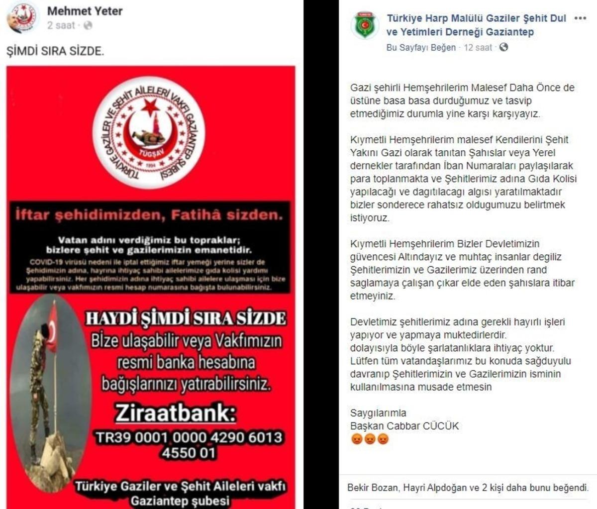 Şehit ailelerinden gıda kampanyasına tepki