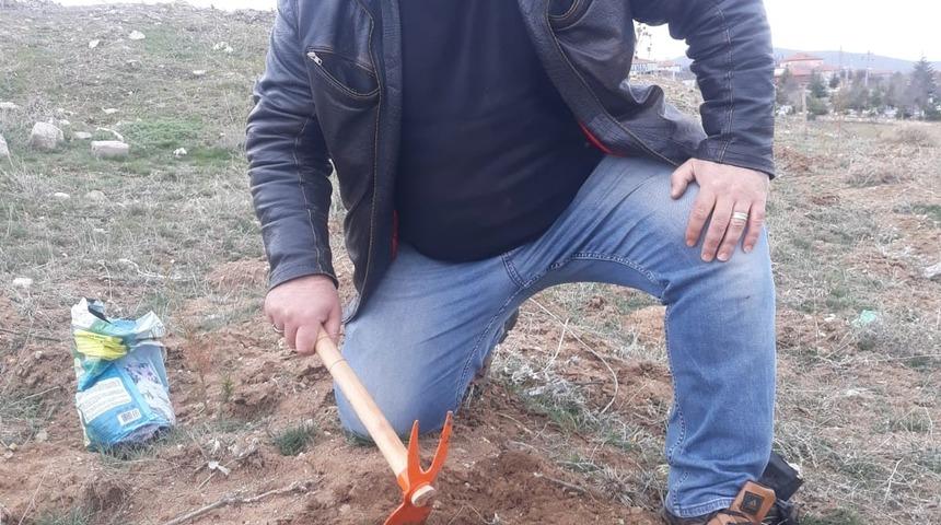 Polis memuru doğaya 3 bin 599 meşe ağacı fidanı dikti