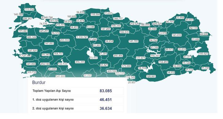 Burdur’da 83 bin 85 kişi aşı oldu G3