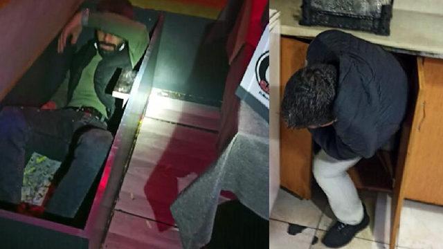 Eğlence mekanında kanepe ve dolaba saklanırken yakalandılar
